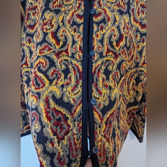 😄 Norton McNaughton vintage paisley cardigan sweater sz L - Picture 4 of 6